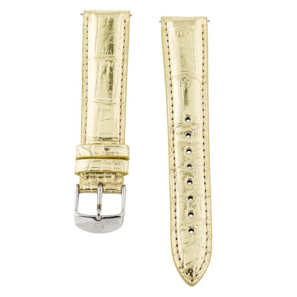 MICHELE 18mm Metallic Gold Genuine Alligator Watch Strap - Picture 1 of 13